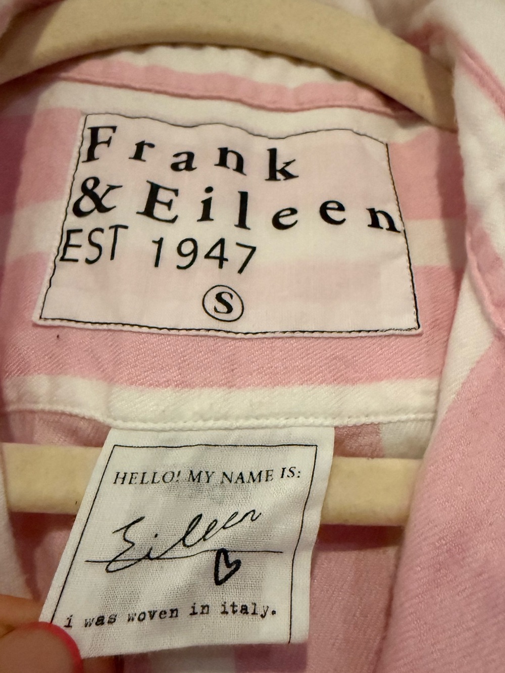 Frank & Eileen Pink & White Stripe Button Up Shirt Small Cotton Italian Fabric - Picture 4 of 6